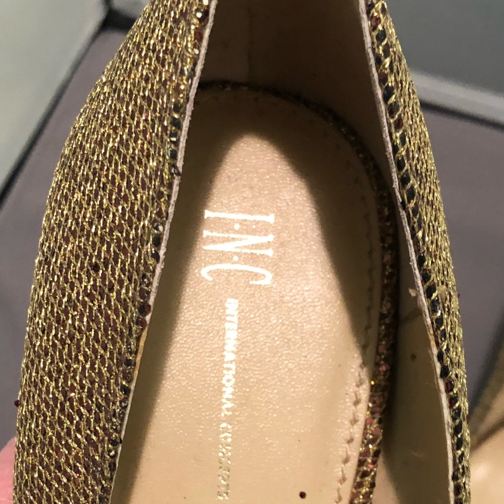 INC. Brand- Gold, peep-toe pumps